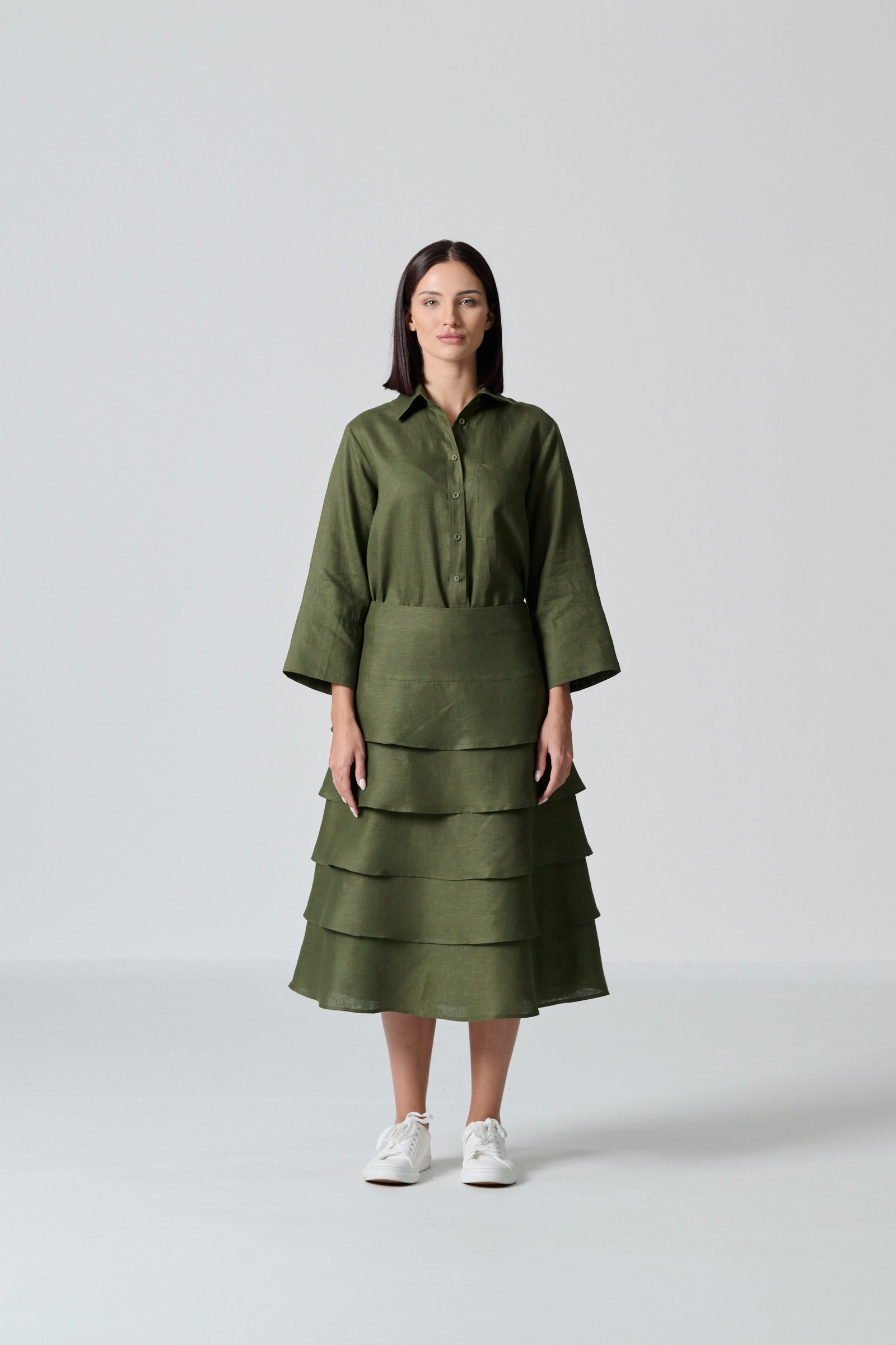 Flux Olive Linen Skirt – Amanda Laird Cherry
